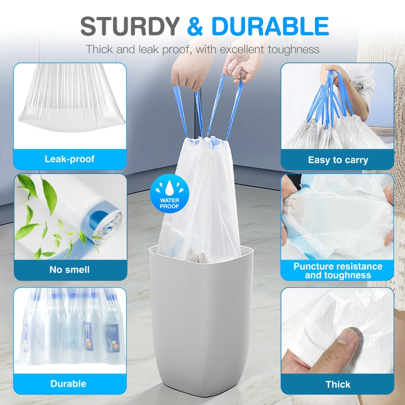 Charmount Small Trash Bags 4 Gallon, 200 Count Drawstring Mini Garbage Bags, Plastic Trash Can Liners for Bathroom Accessories, Bedroom, Dorm Room Essentials, Office - Image 3